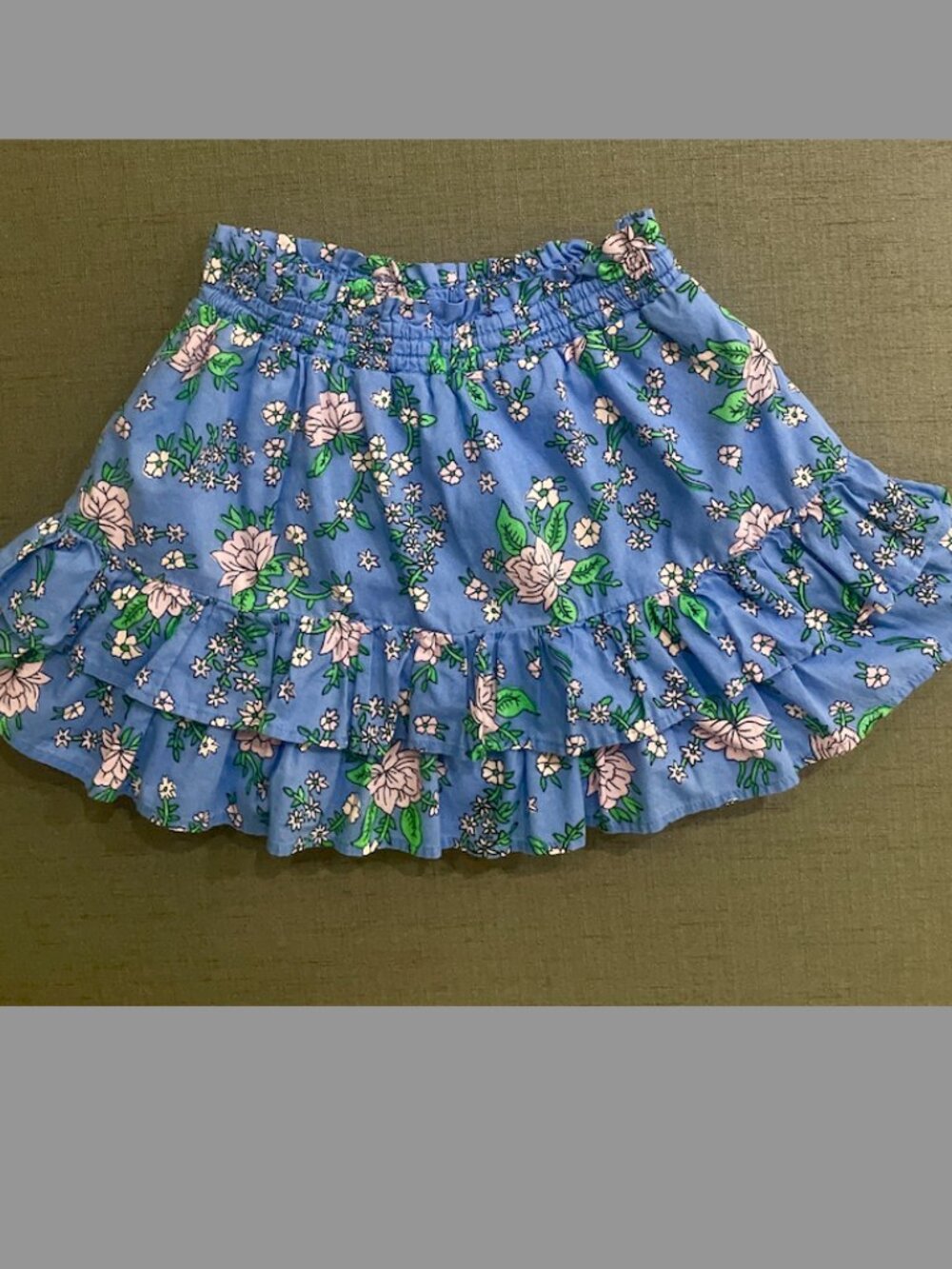 J.Crew Crewcuts Girls' Blue Floral Ruffle Cotton Skirt SZ 4-5 years
